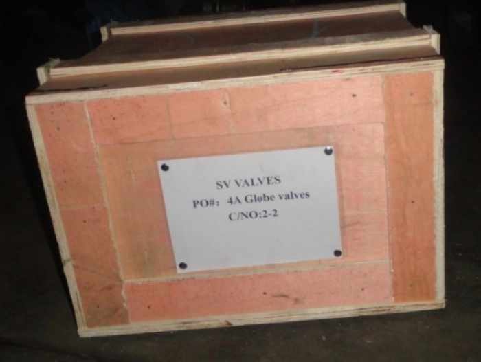 Duplex stainless steel 4A globe valve shipping mark