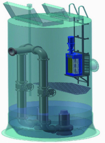 Single drum channel sewage grinder installation