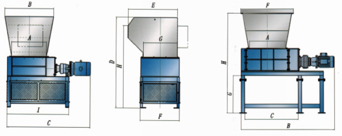 Four shaft shredder overall dimensions