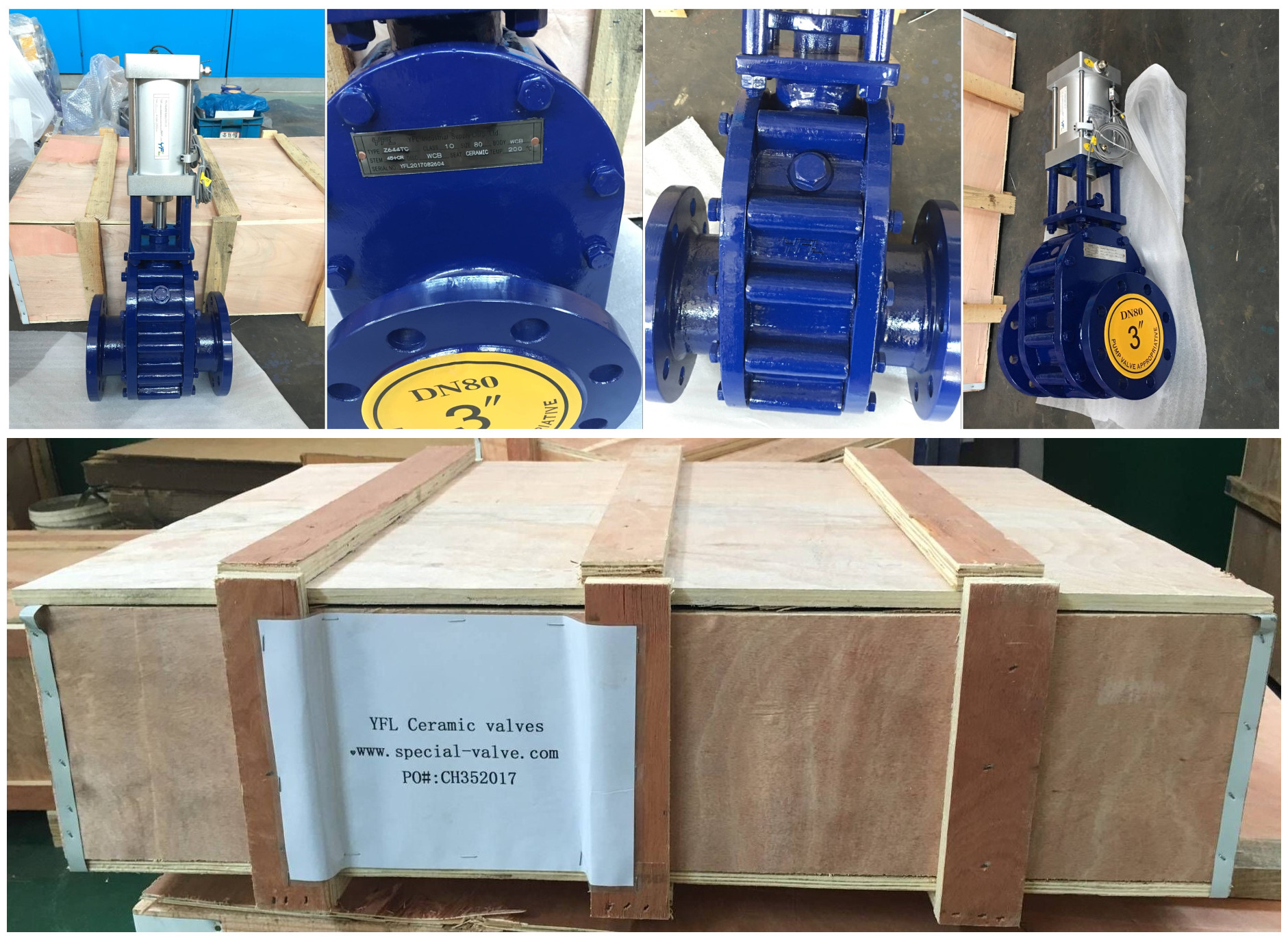 Pneumatic ceramic double disc gate valve