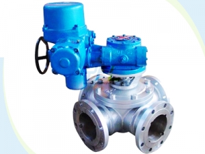 Motorized four way ball valves