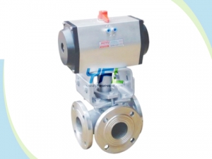 Pneumatic three way plug valves