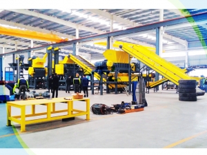 Waste tire recycling line