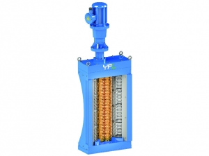 Double screen drums channel sewage grinder