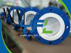 Lever operated PTFE Lined butterfly valve