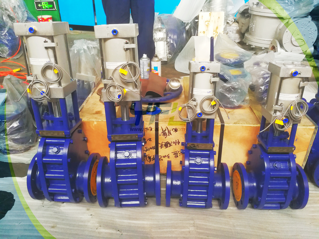 Pneumatic Ceramic double disc gate valves  for thermal power station