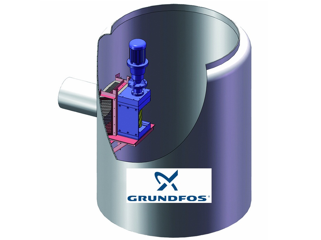 Single Drum channel wastewater grinder for Grundfos Integrated Prefrabricated pump station